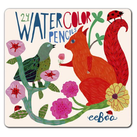 Eeboo 24 Matite Acquerellabili Squirrel And Bird Conf, Metallo
